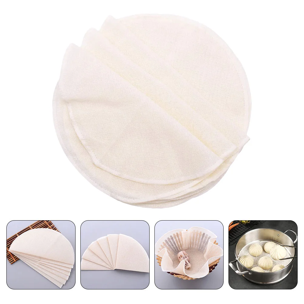 

Steamer Liner Mat Mesh Liners Paper Cotton Sheets Bun Round Steaming Baking Dumplings Precut Pad Parchment Fryer Air Reusable