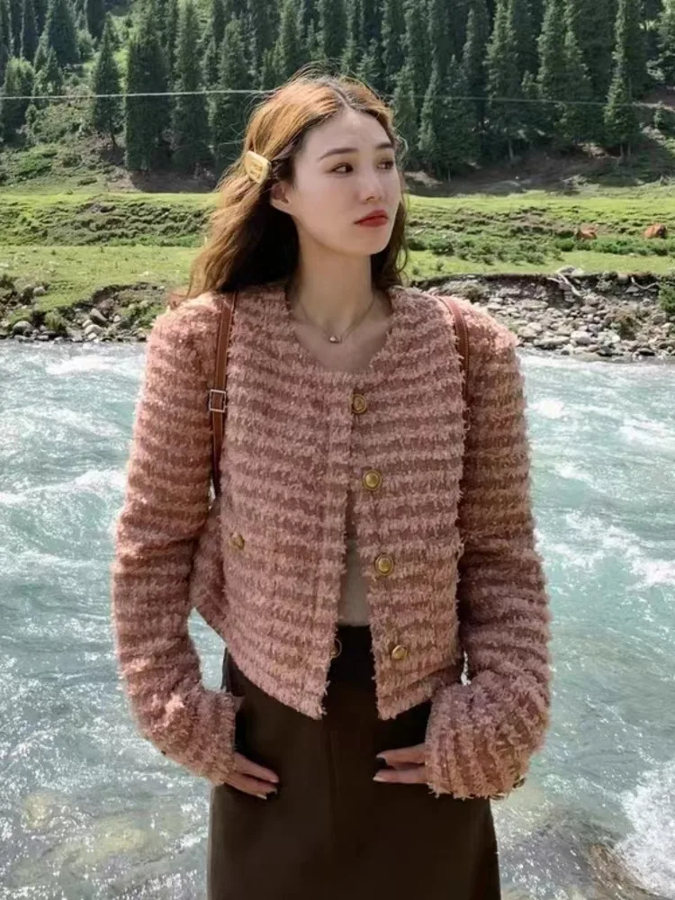 

High Quality French Vintage Small Fragrance Tweed Jacket For Women Fall Winter Fashion Luxury Brand Short Coats Jaqueta Casacos