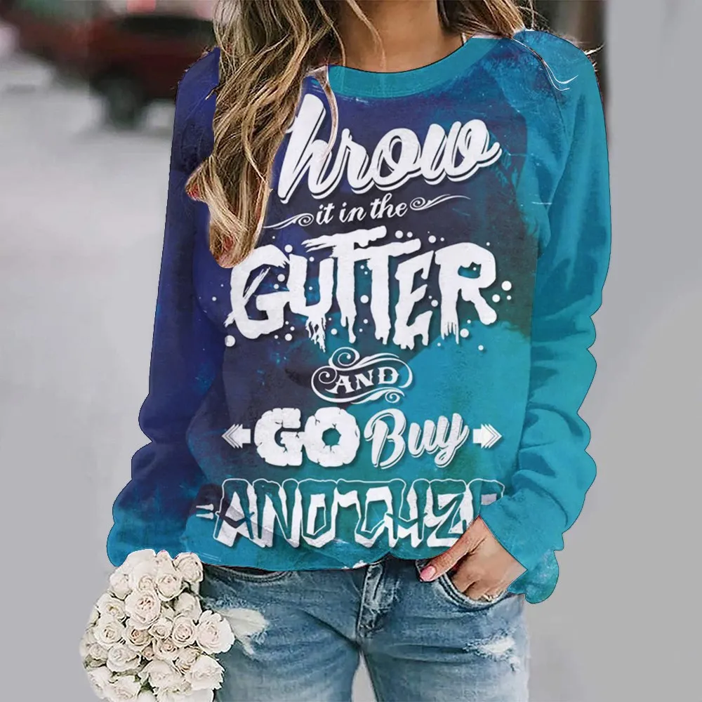 

Женский Универсальный свитер, модная футболка свободного покроя с круглым вырезом, без капюшона, с длинным рукавом, для отдыха, новинка 2023