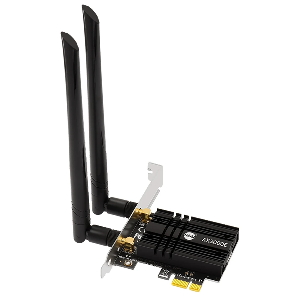

AX3000E Band 2974Mbps WiFi6 PCIe Wifi Adapter Bluetooth5.2 Wireless 2.4G/5G/6Ghz 802.11Ac/AX 6G Wi-Fi 6E Card for