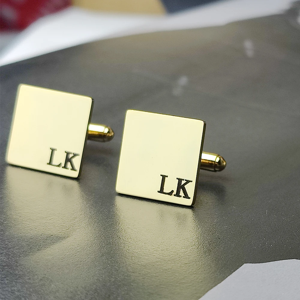 Personalized Irregular Square Name Cufflinks Custom Engraved Initial CuffLink Wedding Groom Gifts Business Party Men Jewelry