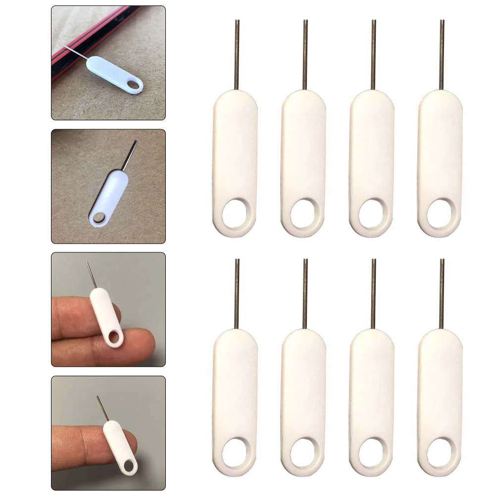 

20 Pcs Sim Card Reader Eject Tool Remover 3.4X0.6X0.01CM Convenient Needles Tray Removing White Stainless Steel Chip