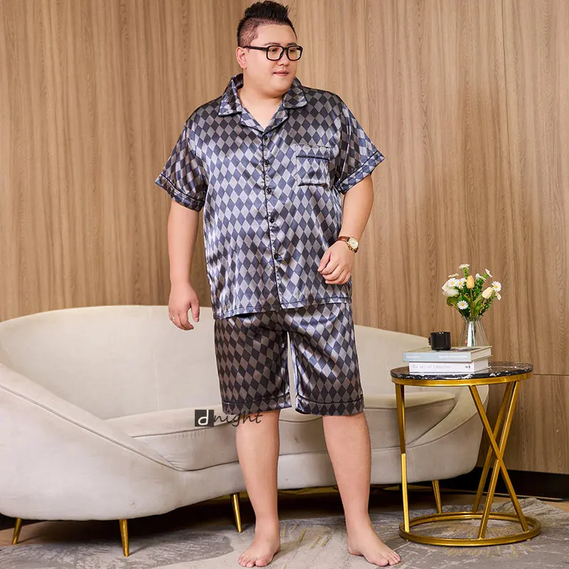 Summer Mens Pajamas set Short Tops Short Pants Sets Pyjamas Stripe Men Sleepwear Pijamas Homewear Large Size 7XL Sleepwear