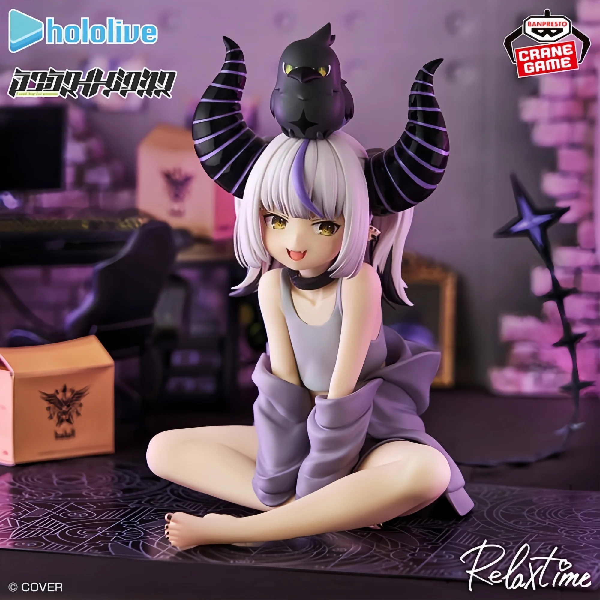 Фото Подлинная Bandai Banpresto Hololive, если расслабляющее время, Laplus Darknesss, милый стиль, сидячая поза, около 14 см, новые и нераспечатанные подарки №1