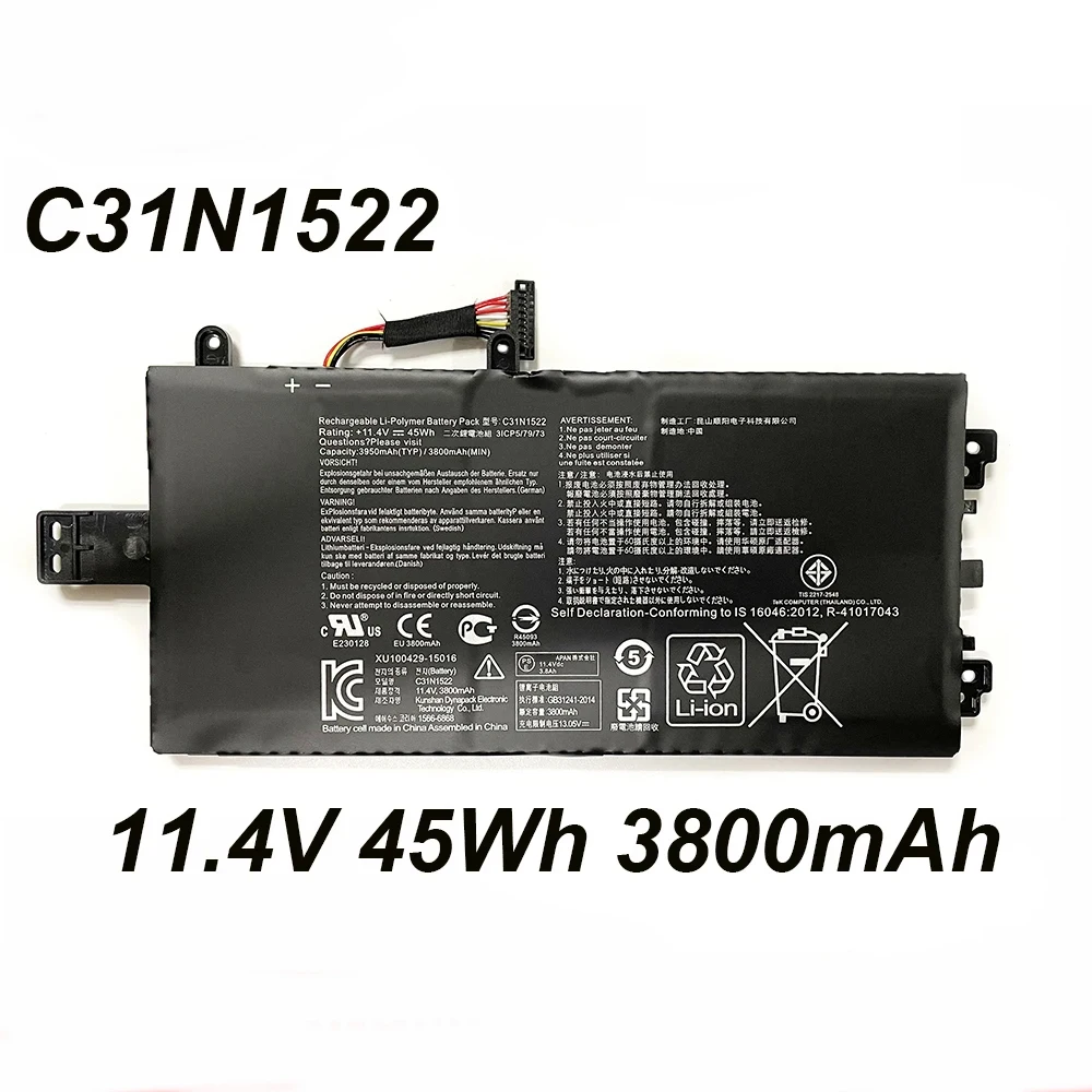 C31N1522 Аккумулятор для ноутбука 11 4 В 45 Втч 3800 мАч Asus Q553U Q553UB N593UB N593UB-1A серии 0B200- 01880000