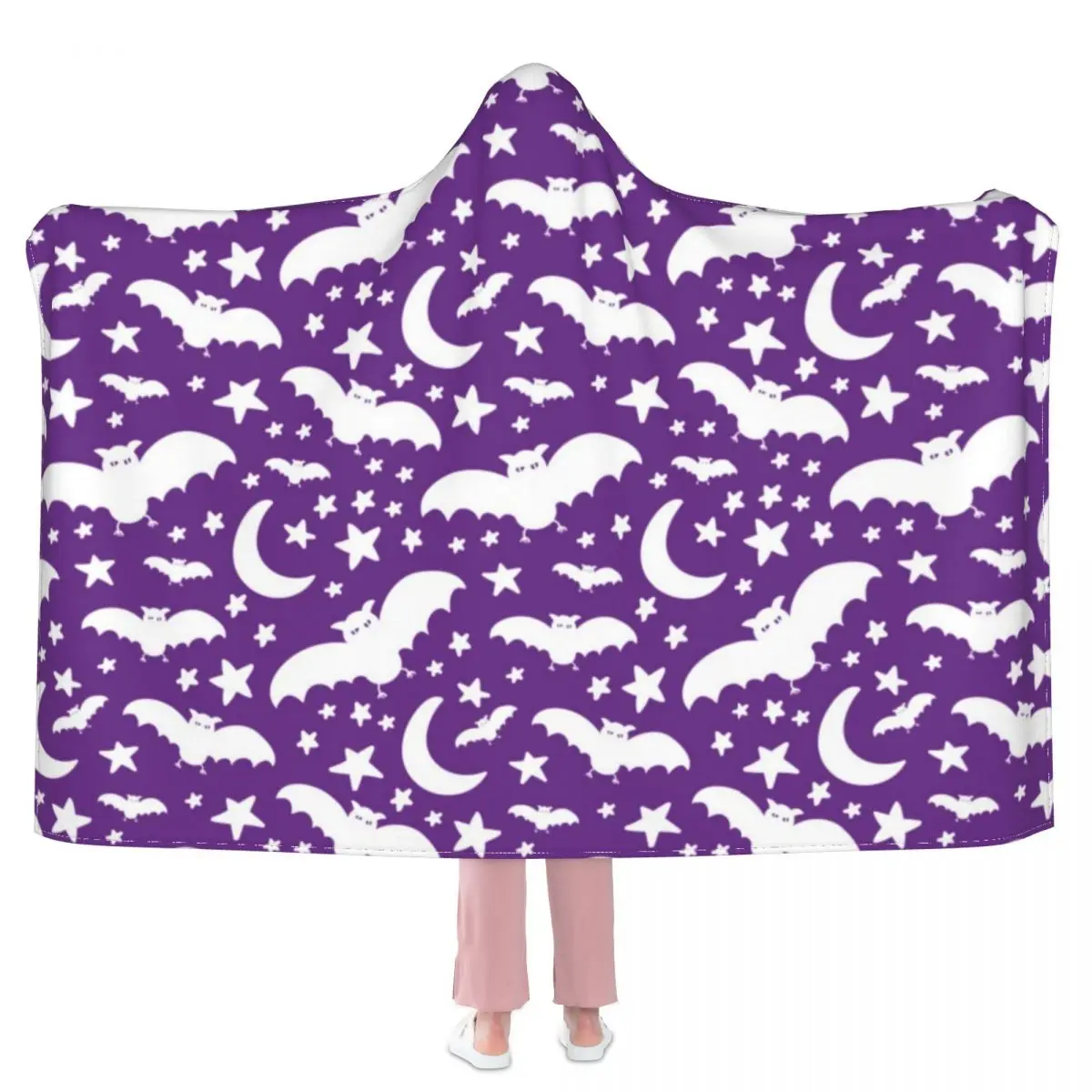 Halloween Bat Blanket Moon Star Print Fleece For Photo Shoot Hooded Blanket Soft Cheap Aesthetic Bedspread