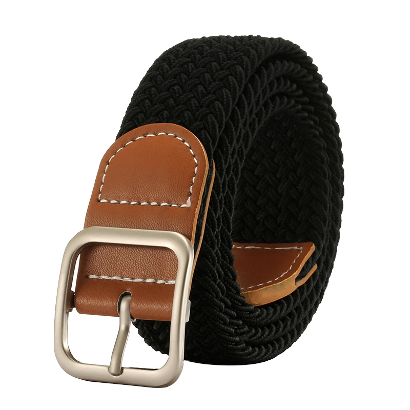 

Hot Selling Men and Women Canvas Belt Fashion No Hole Alloy Pin Buckle Belt Elastic force Weave Canvas Casual Women Belt