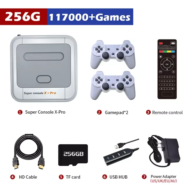 

Игровая приставка X PRO TV /Game Box с 117000 + играми для PS1/PSP/N64/NES/DC 4K HD Выход 2 контроллера