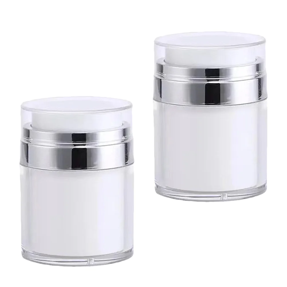 

2pcs Vacuum Pump Press Bottles Empty Airless Pump Bottles Refillable Cosmetic Jars 50ML​