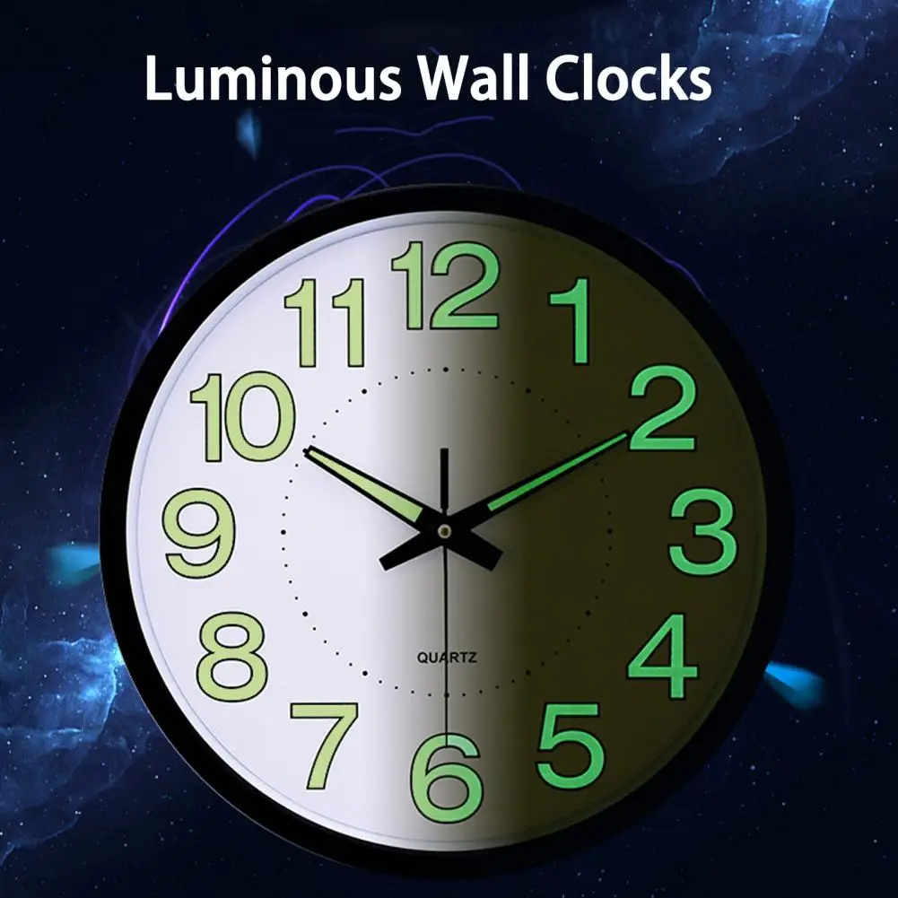 

Household Smart Glow Hanging Clock Fluorescent Light Watch Mute Mechanical Clock Quartz Clock No Noise Home Office Wall Clock
