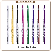 16 holes c key colored flute cupronickel silver plated tube w cleaning cloth gloves mini screwdriver carry bag