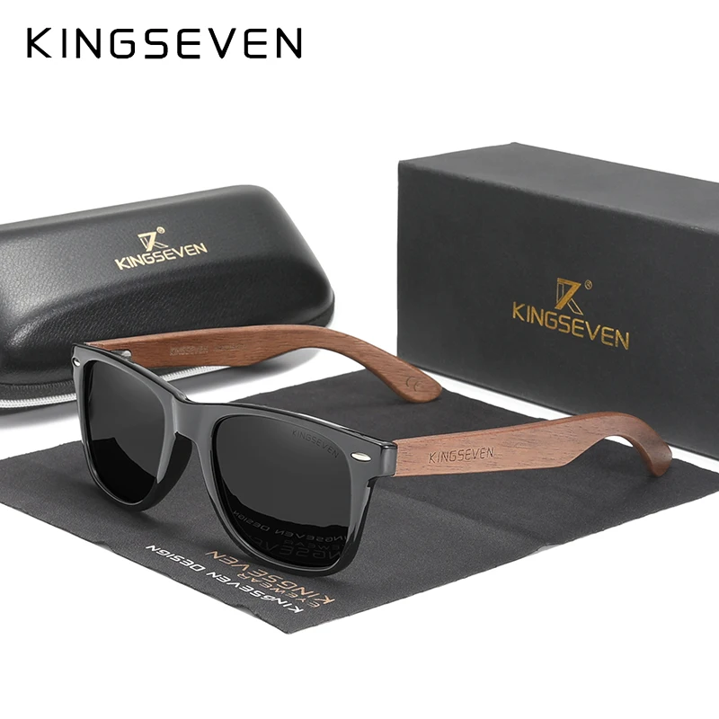 Мужские поляризационные солнцезащитные очки KINGSEVEN черные защита UV400