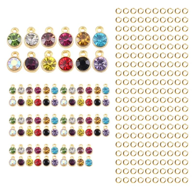 

80Pieces Crystal Birthstone Charms For Jewelry Making Round Charms For Bracelets Necklaces Jewelry Findings