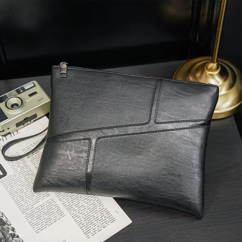 

Top Quality Soft Leather PU Men's Clutch Bag Business Fashion Large Capacity Phone iPad Storage Bag Day Clutches Wristlets Purse