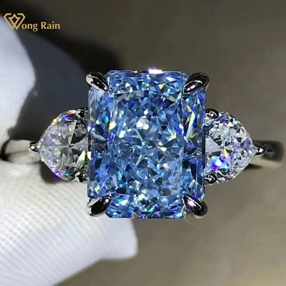 

Wong Rain 925 Sterling Silver VVS 3EX Crushed Ice Cut 3 CT Simulated Moissanite Gemstone Wedding Engagement Ring Fine Jewelry