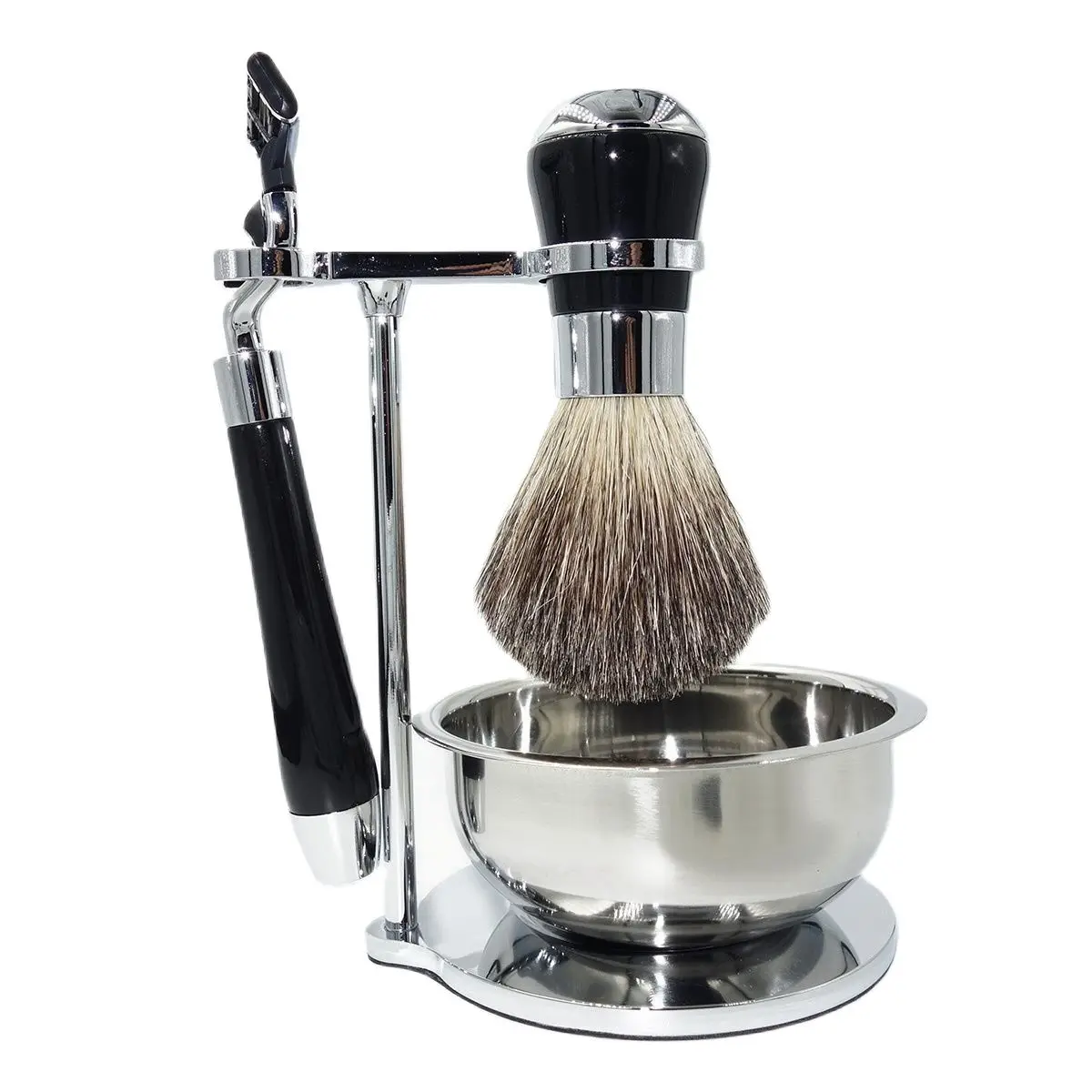 

Роскошный бритвенный набор Magyfosia, бритвенная щетка из нержавеющей стали и безопасный держатель для бритвы с чашей для мыла