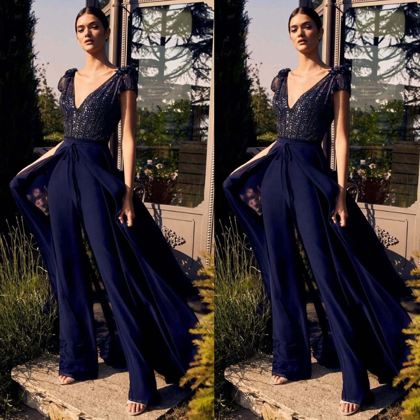

V-neck Jumpsuits Summer Lace Bodysuit Women Elegant Slim RompersWomen's Jumpsuits New Winter Dinner Party Evening Gown