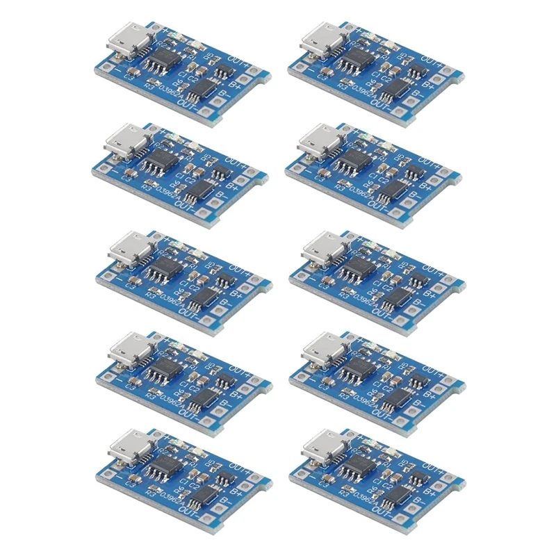 

10Pcs TP4056 Charging Module with Battery Protection 18650 BMS 5V -USB 1A 186 50 Lithium Battery Charging Board