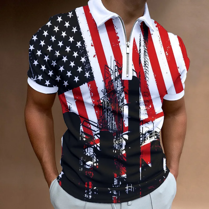 

Men's Polo Shirt Golf Shirt Skull Letter Graphic Prints Eagle Bowling Ball Street Short Sleeves Turndown Outdoor Color Style
