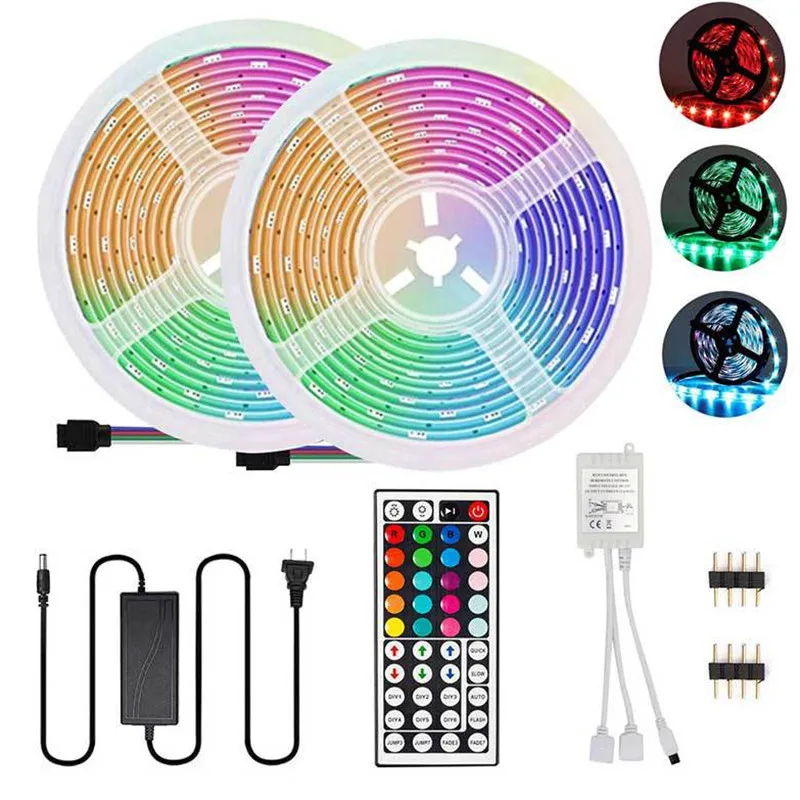 5/10m 44-key RGB5050 Colorful Light Strip Set Bluetooth Control DC 12V Waterproof LED Strip for Living Room Decoration LED Light