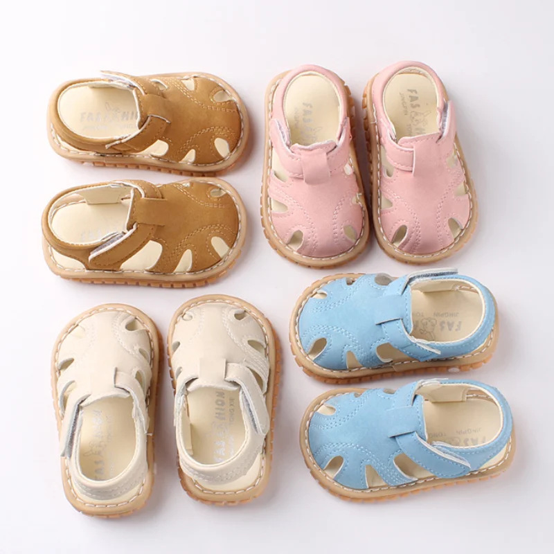 Летняя новая детская обувь с закрытым носком сандалии для маленьких девочек и