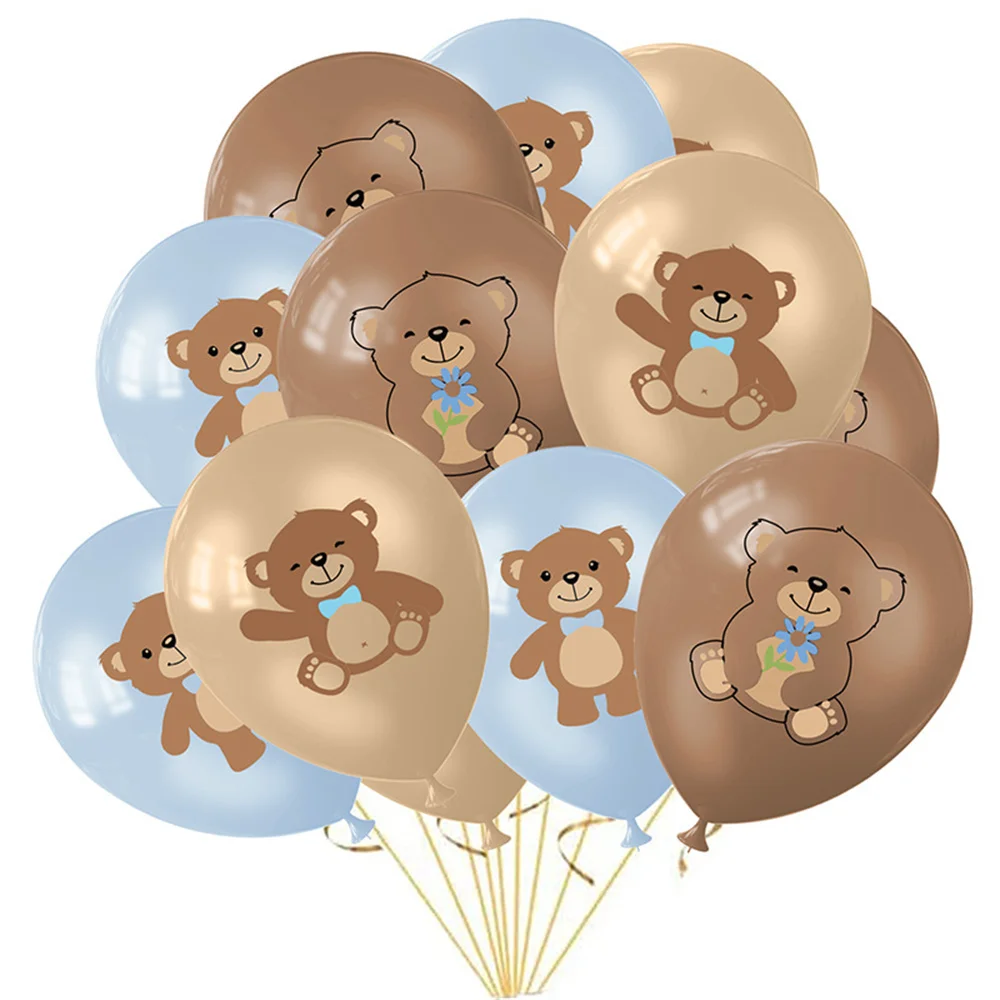 

12Pcs Cute Bear Print Balloon 12inch Brown Teddy Bear Latex Baloon Baby Shower Birhtday Decorations Boy Girl Cartoon Bear Toys