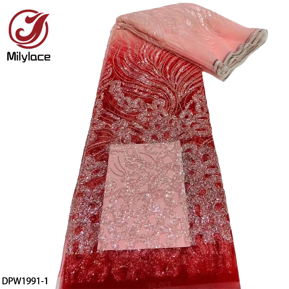 

Африканская сетчатая кружевная ткань бусины и блестки, нигерийские кружевные ткани, французское Тюлевое кружево, материал для свадебного п...