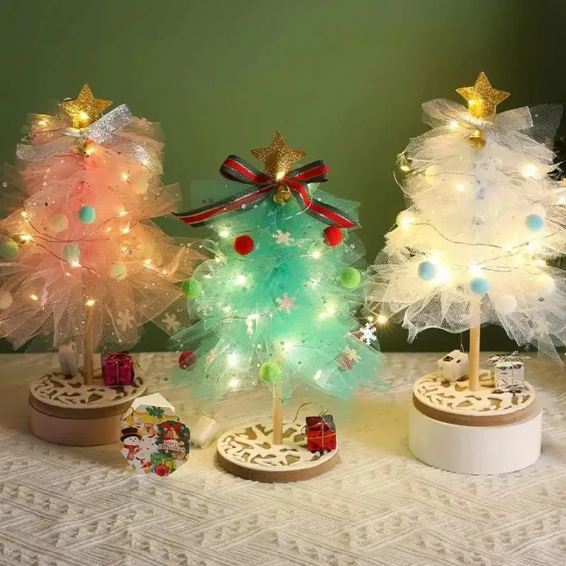 

30cm DIY Mini Christmas Tree Led Lighted Christmas Tree Desktop Ornament Christmas Gifts For Girls Christmas Decoration 2024