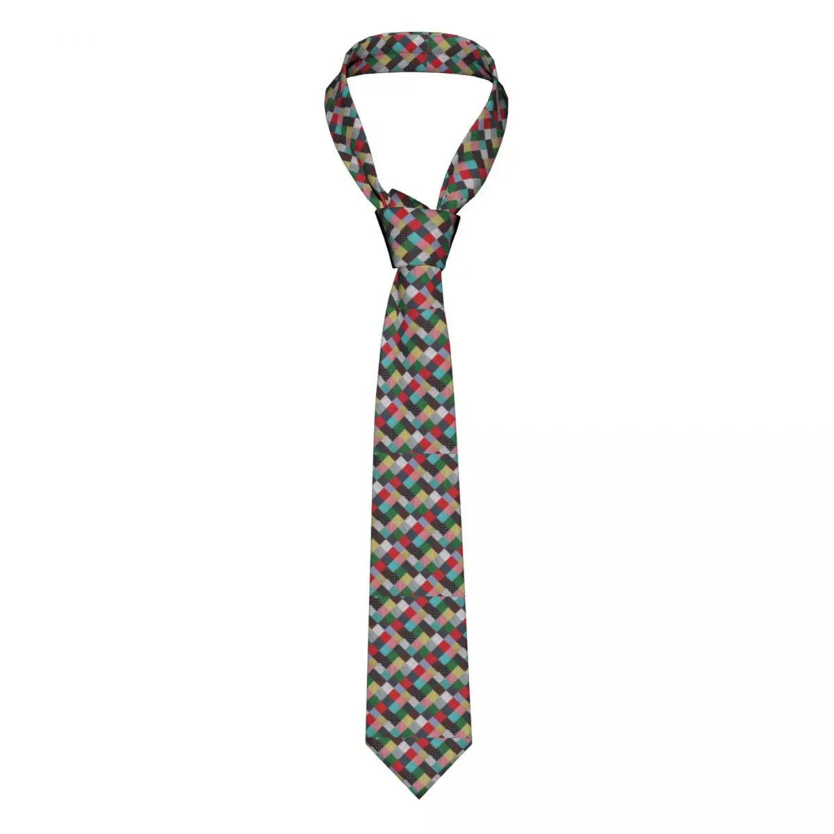 

Squares Of Patchwork Tie Colorful Vintage Pattern Accessories For Man Neck Ties Fashion Shirt 8CM Business Cravat