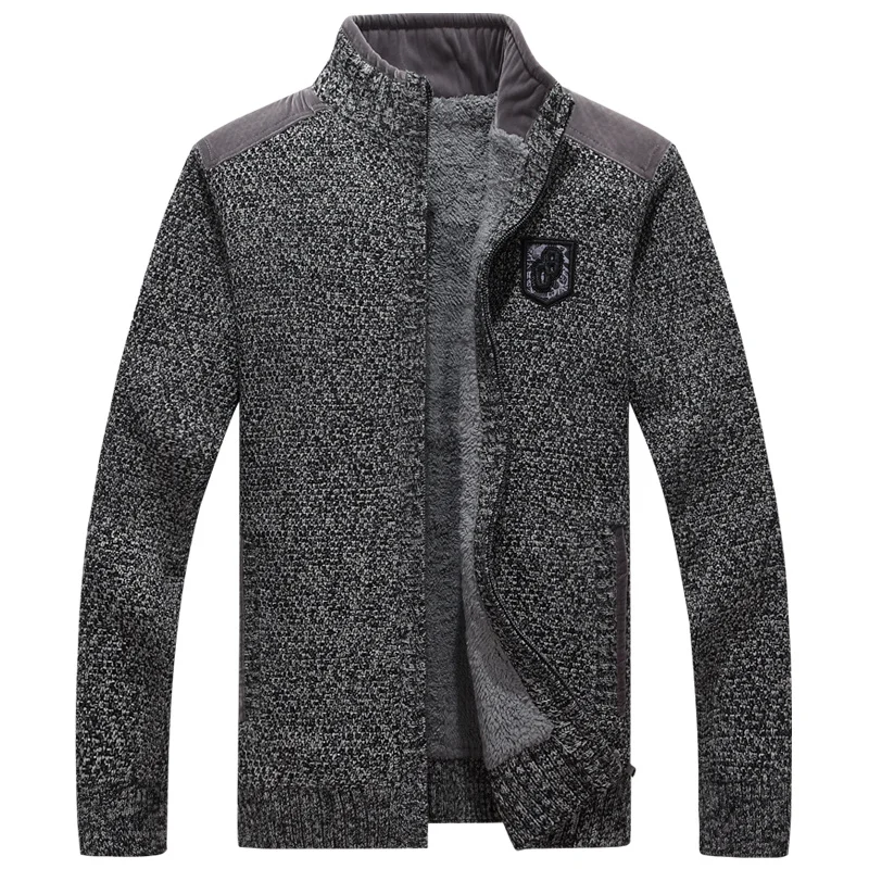 Quality High Men Sweaters With Zippers Thick Fleece Warm Black Casual Winter Men Cardigan Wool 2022 Big Size XXXL