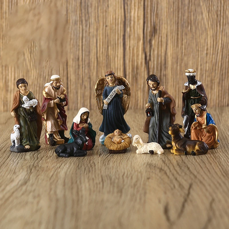 

Christmas Manger Group Ornaments Religious Nativity Christmas Gift Presents Resin Crafts Home Decoration Accessories Figurine