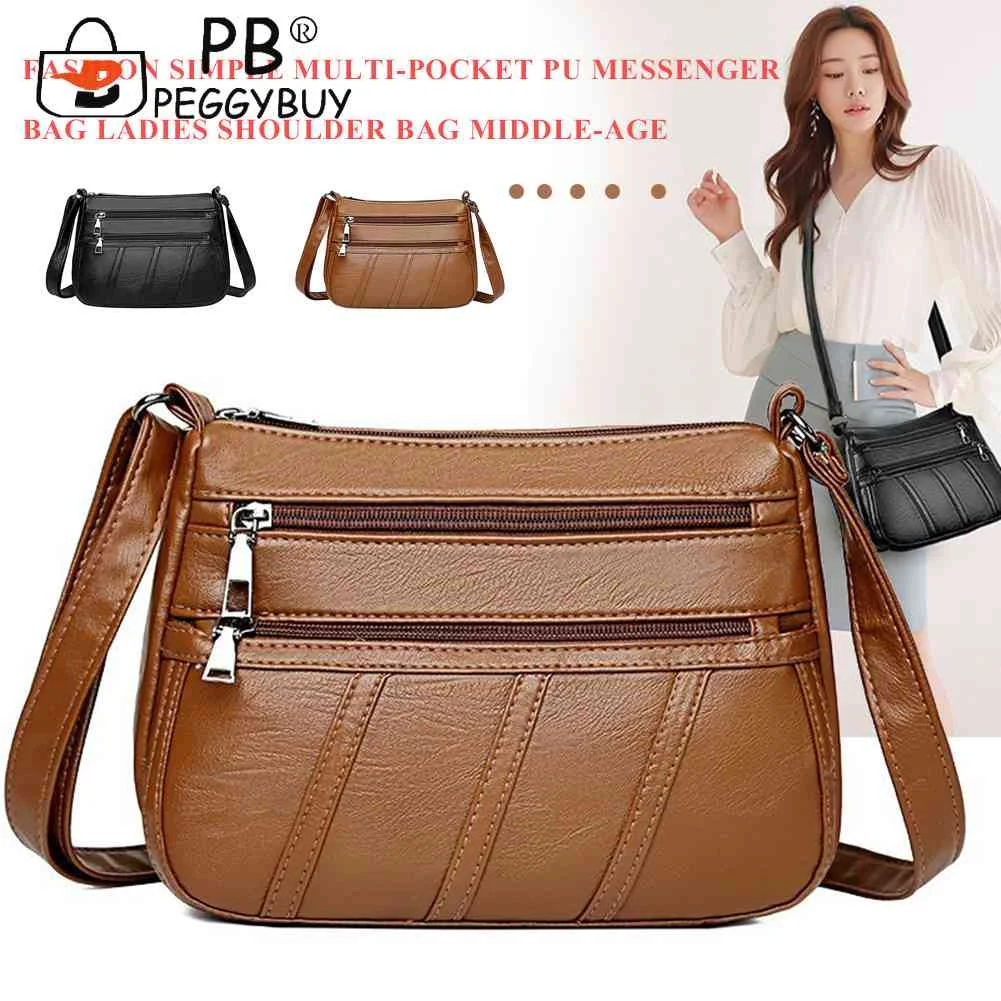 

Модная женская сумка через плечо из искусственной кожи, простой однотонный мессенджер, сумки через плечо для матерей, Женский кошелек с нес...