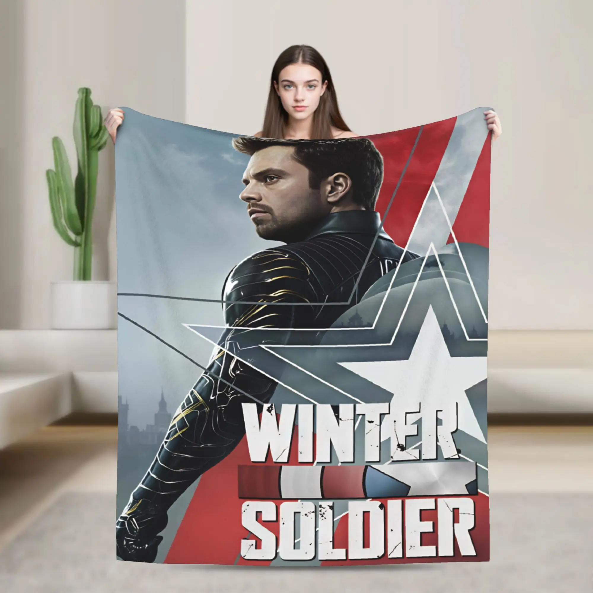 Фото Одеяло Bucky Barnes Winter Soldier, декоративное фланелевое одеяло для дивана, кресла, теплое, на заказ, качественное, для самостоятельного изготовления, покрывало, подарок №1
