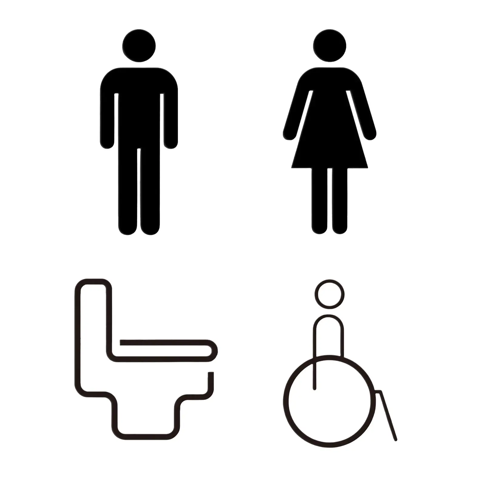 

Acrylic Bathroom Restroom Sign Decor Practical Silhouette Pattern Removable Sticker for Restaurant Hotel Bathrooms Home Wall