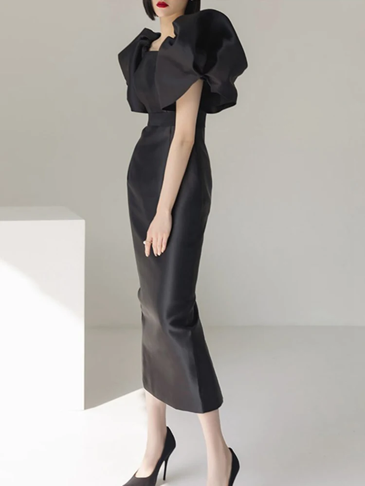 Женское вечернее платье с пышными рукавами DEAT