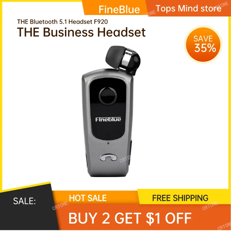 

FineBlue F920 Wireless Headset Hands-free Car Bluetooth Headphone Remind Vibration Wear Clip Business Earphone F910 F520 F580