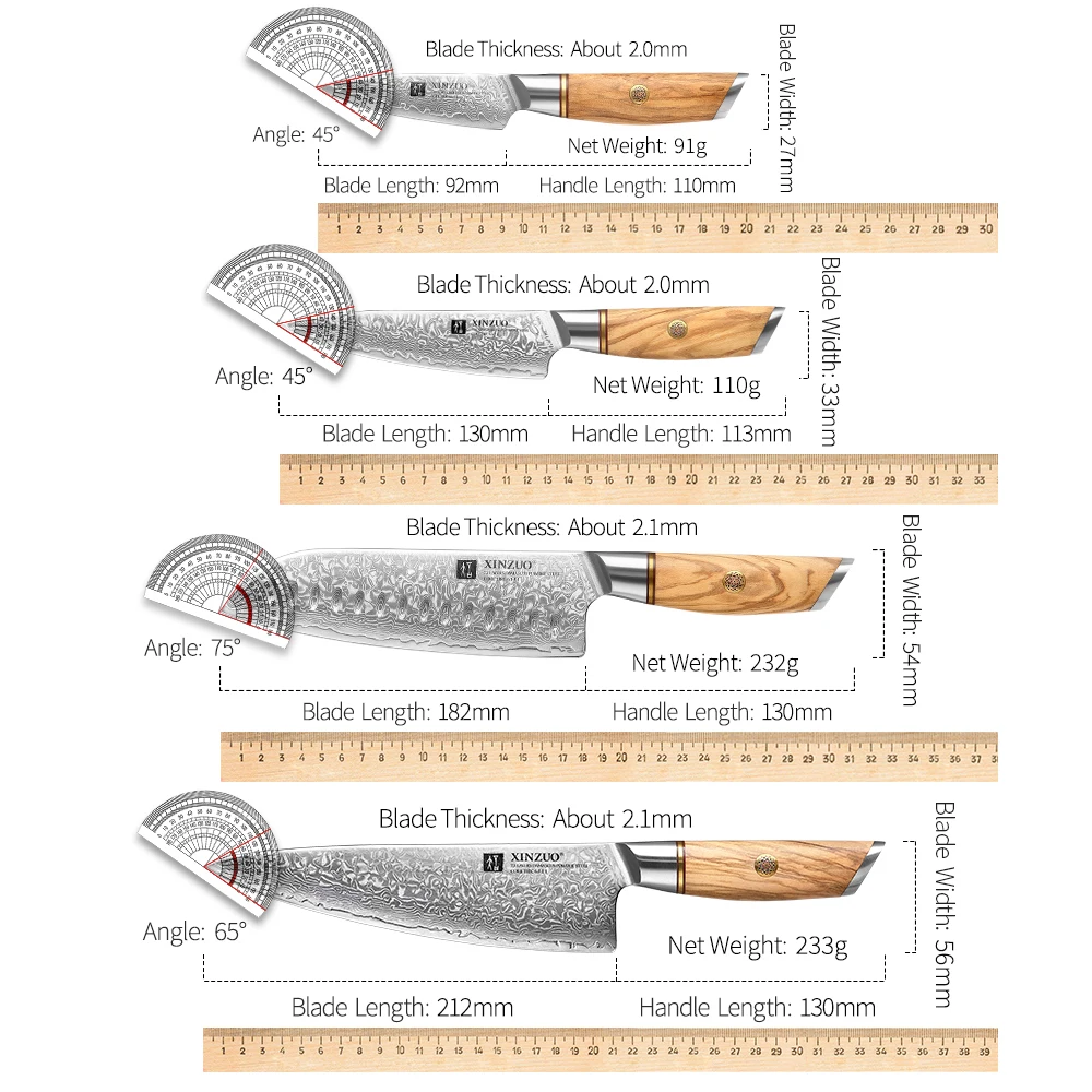 XINZUO 8 шт. набор держателей для ножей с точилкой кухонные ножницы мощные