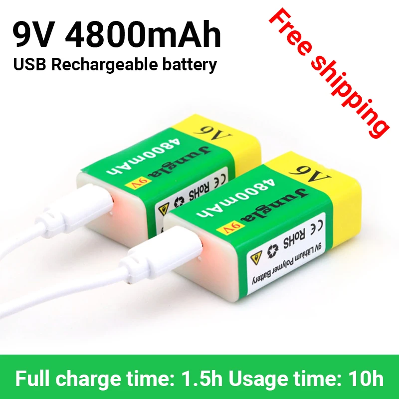 

2022 9V 4800mAh Li-ion Rechargeable Battery Micro USB Batteries 9 V Lithium for Multimeter Microphone Toy Remote Control KTV Use