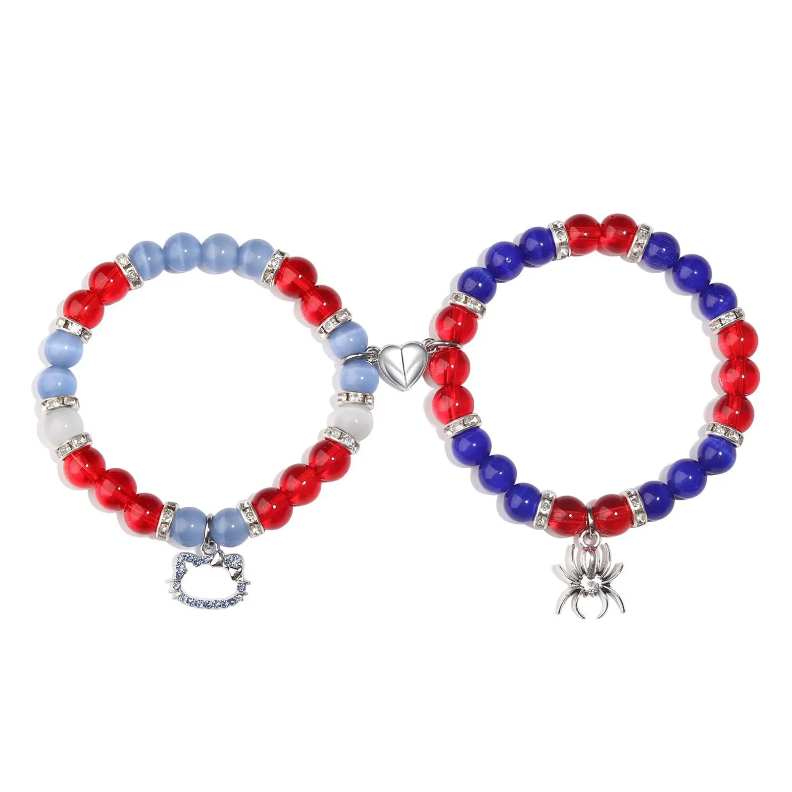 Хэллоуин Hello Cat Пауки Пара Браслеты Для Женщин Мужчин Сердце Магнитные Одинаковые