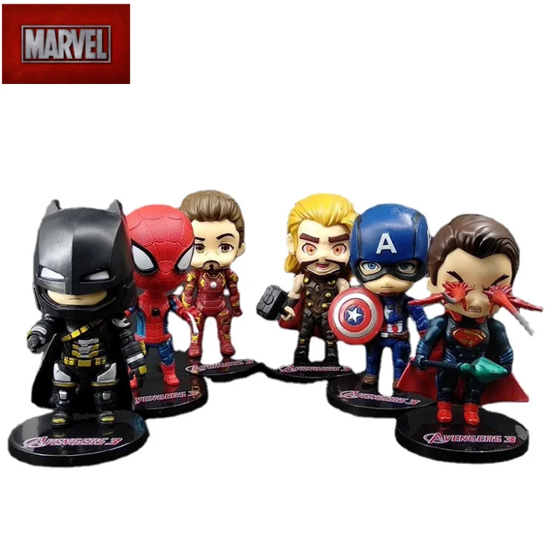 

Marvel Avengers Doll Children's Toys Anime Peripherals Iron Man Superman Hand-held Spider-Man American Team Model Car Decoration