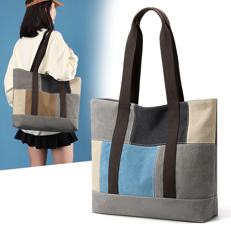 

Новинка 2023, повседневная сумка-тоут для девушек, модная многофункциональная сумка большой емкости для покупок для студентов, сумка для книг, сумки на плечо с большими карманами