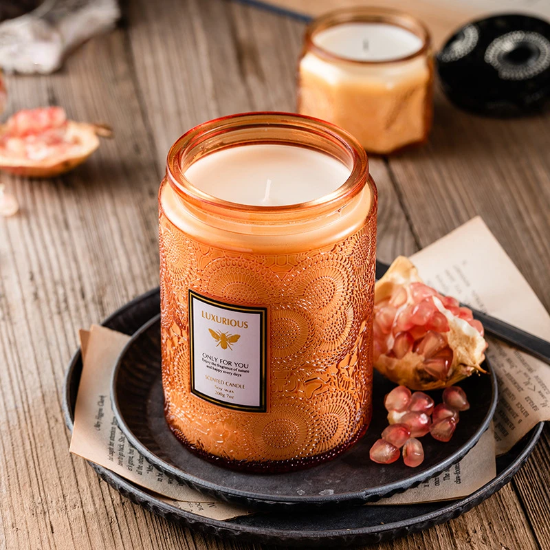 

Extra Large Embossed Cup Essential Oil Scented Candle with Hand Gift Bedroom Home Smokeless Scented Candle