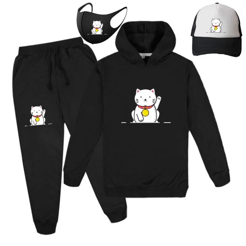 

4 Pieces/set of New Spring and Autumn Children's Hoodies Set Cat Themed Children's Clothing Girls' Clothing
