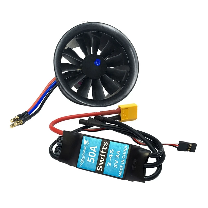 

Hobbyocean 50A ESC EDF 64Mm 3900KV 3S 11Blades RC Fan Propeller With Brushless Motor For RC JET Airplane Drone Model Spare Parts