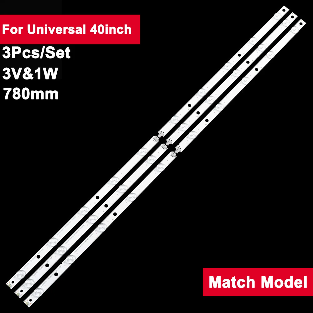 

780mm 3V 1W Backlight Bar for Universal 40inch 3Pcs/Set Led Light Strip TV Repair Spare Parts