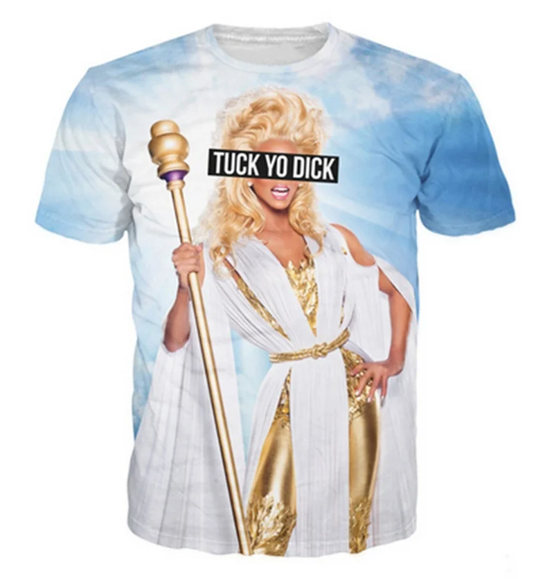 2017 New Fashion Women/ Men  3D Print Tuck Yo Dick RuPaul T-shirt