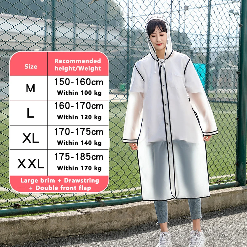 Lightweight Women Men Long Raincoat Fashion Adults Riding Motorcycle Rain Poncho Outdoor Hiking Camping Fishing Jacket Wear