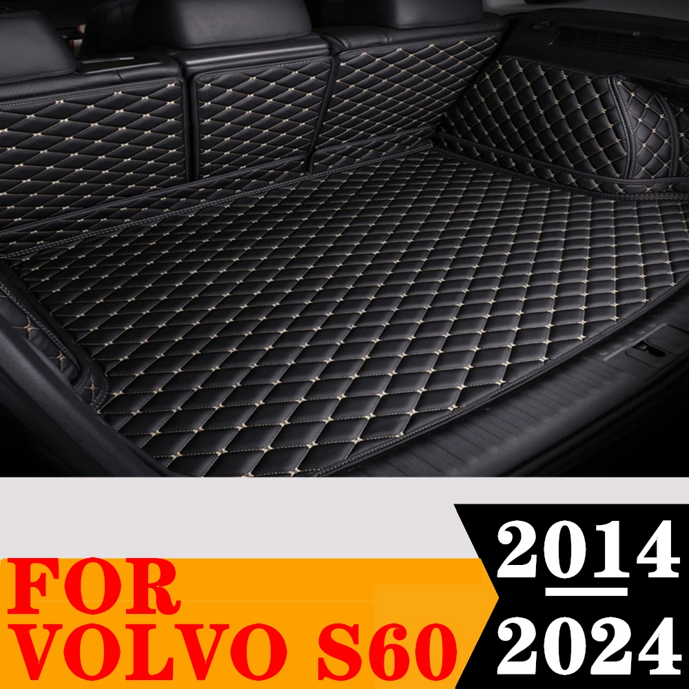 

Sinjayer Waterproof Highly Covered Car Trunk Mat Tail Boot Pad Carpet Cover High Side Cargo Liner For Volvo S60 2014 2015-2024