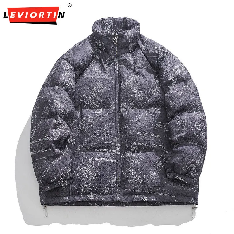 High Street Winter Parka Jacket Men Streetwear Retro Aesthetic Graphic Harajuku Cotton Casual Windbreaker Warm Padded Coats Male