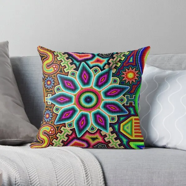 

Huichol Art Mexico Printing Throw Pillow Cover Wedding Cushion Soft Throw Fashion Bedroom Comfort Case Pillows not include